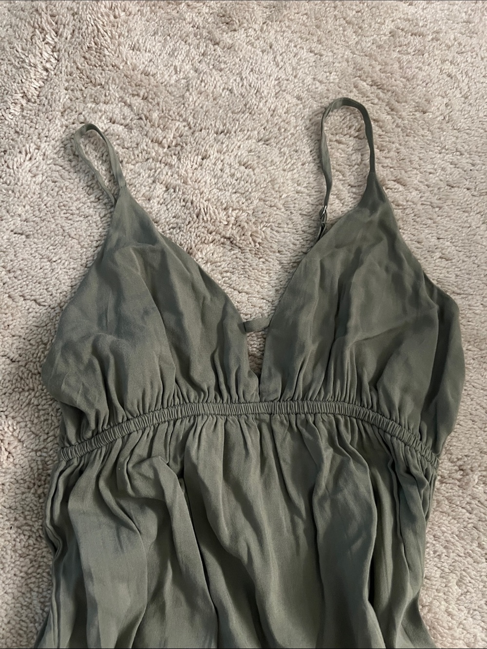 Olive Green Tiered Maxi Dress - Picture 2 of 3